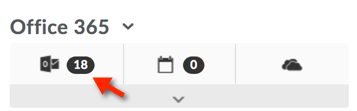 Office365 widget with email icon emphasized