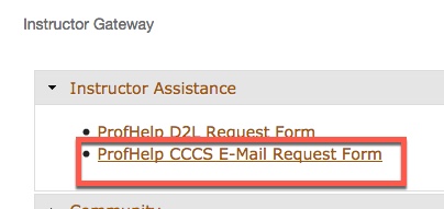 Portal ProfHelp CCCS E-mail Request Form