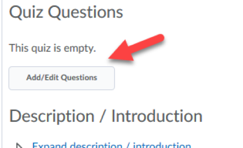 D2L Quiz-Add/Edit Questions