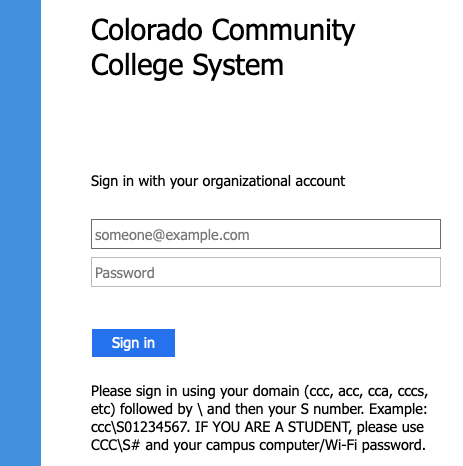 CCCS Application Sign In