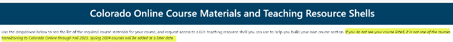 colorado online course materials and teaching resource shells form