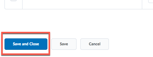 D2L Save and Close