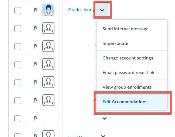 D2L Classlist Accommodations