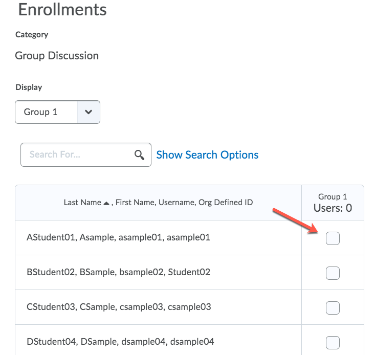 D2L Groups and Choose Users