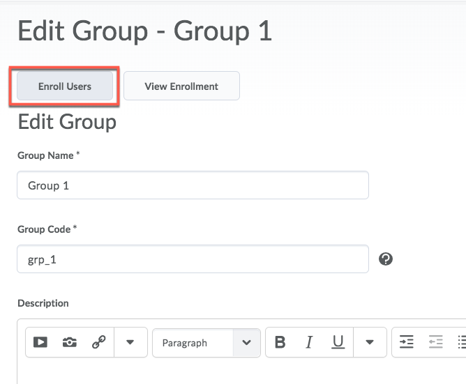 D2L Groups Enroll Users