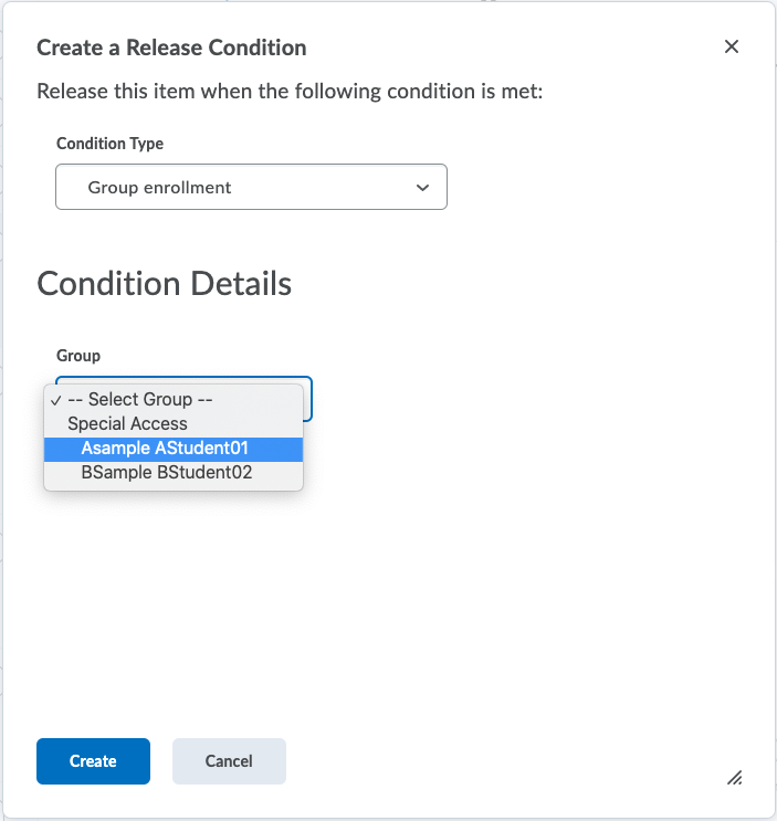 D2L Special Access Group restriction