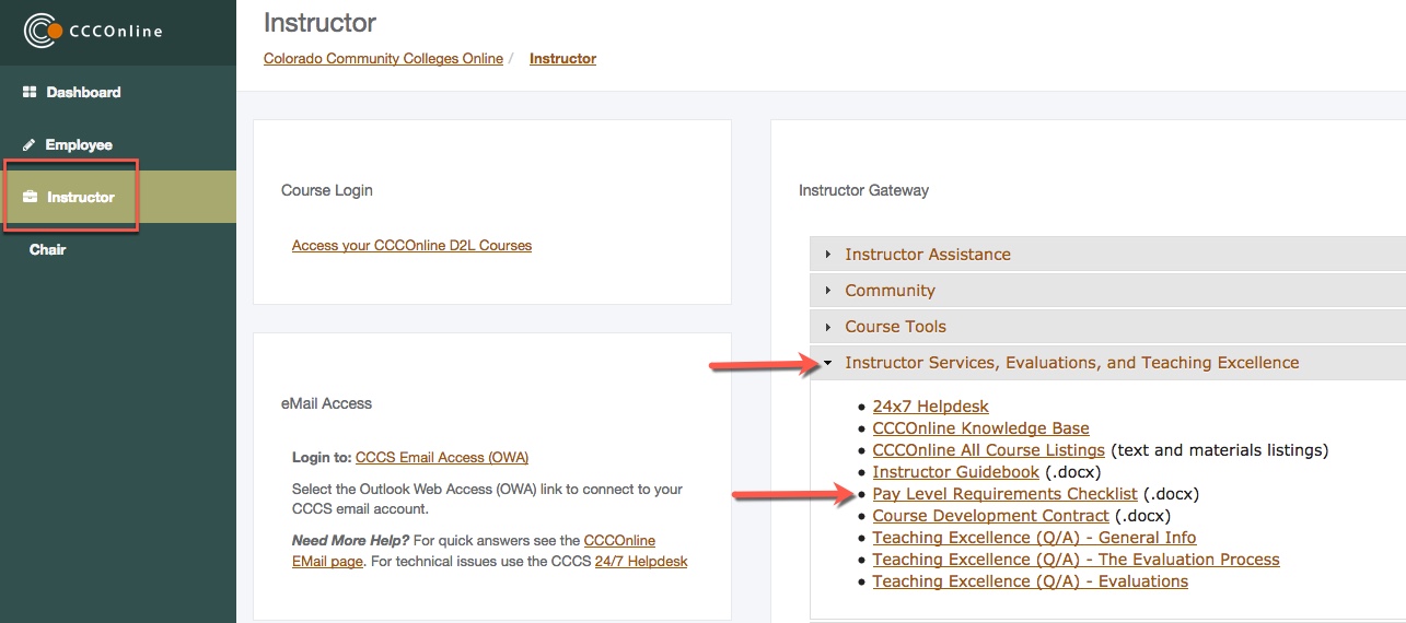 Portal Instructor Gateway Pay Level Requirements