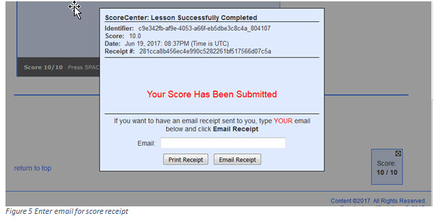 Figure 5-Enter email for score receipt