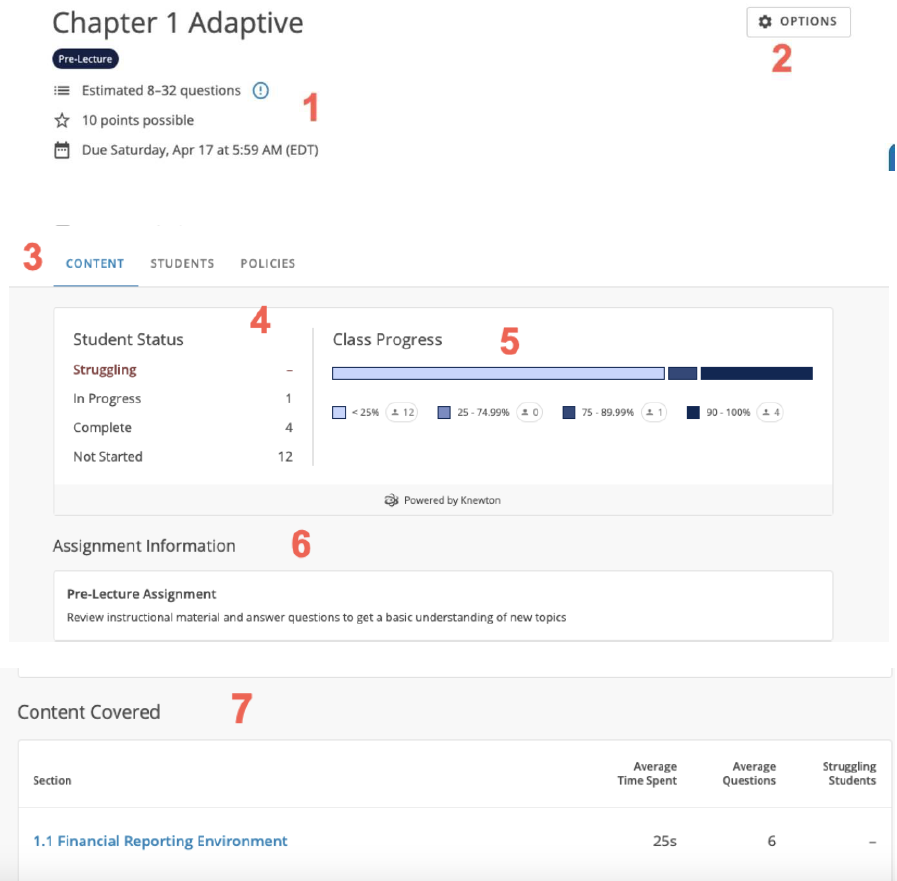 Wiley Adaptive Assignment page overview
