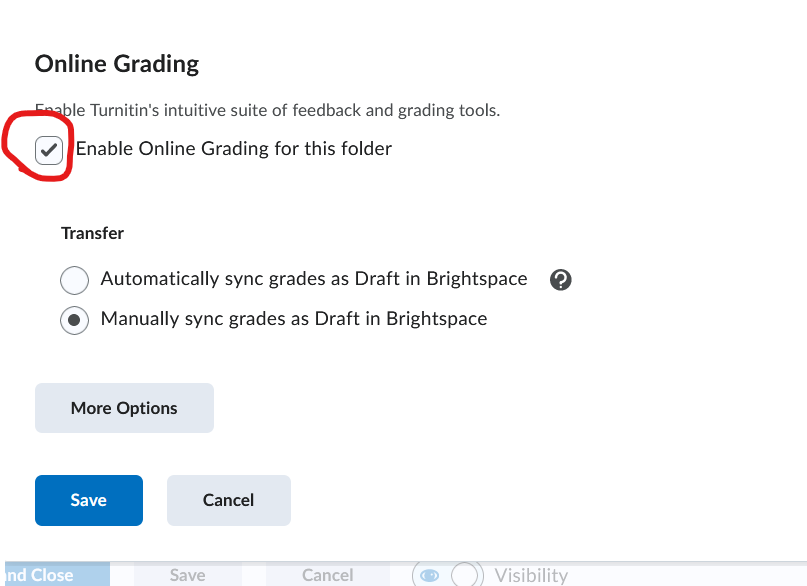 enable Turnitin online grading