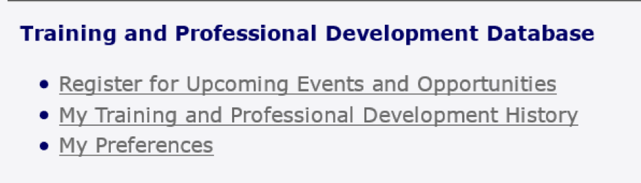 Training and Professional Development Database