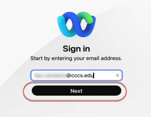 sign into Webex with email