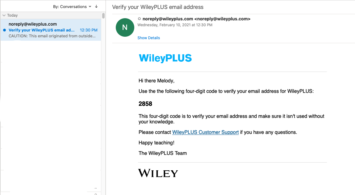 Wiley Activation Code Email