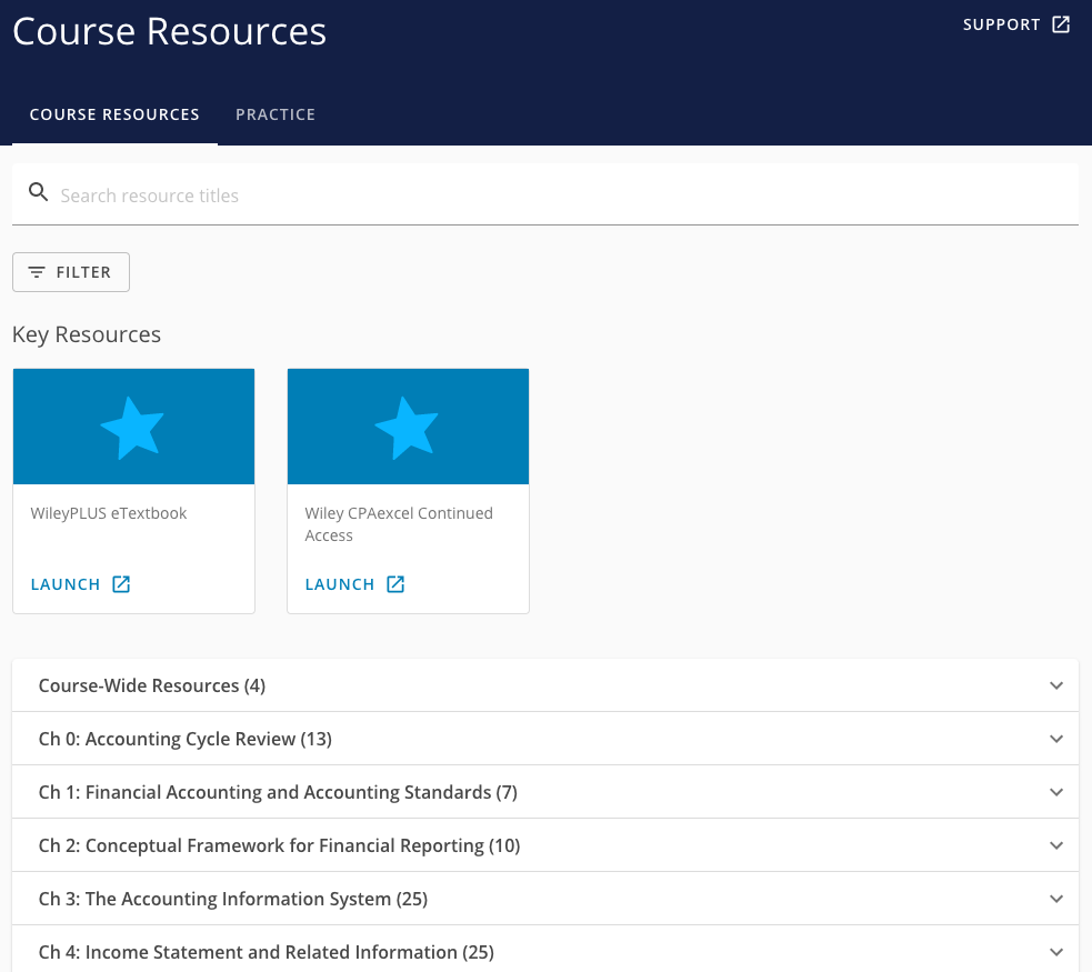 Wiley student course resources