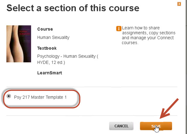 McGraw-Hill select a section window