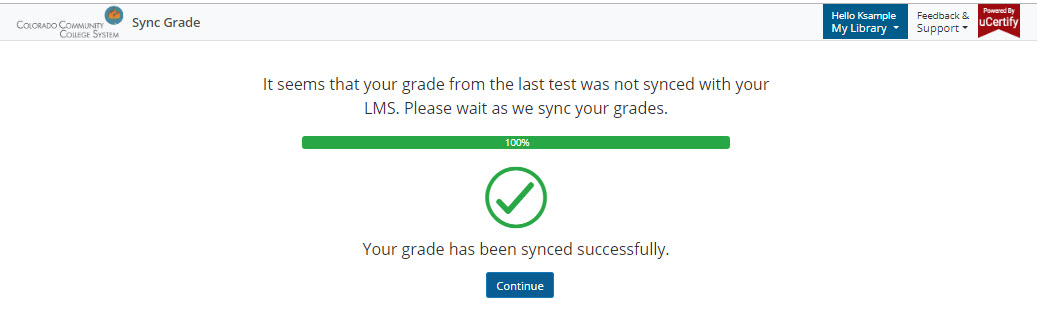 uCertify grade sync confirmation